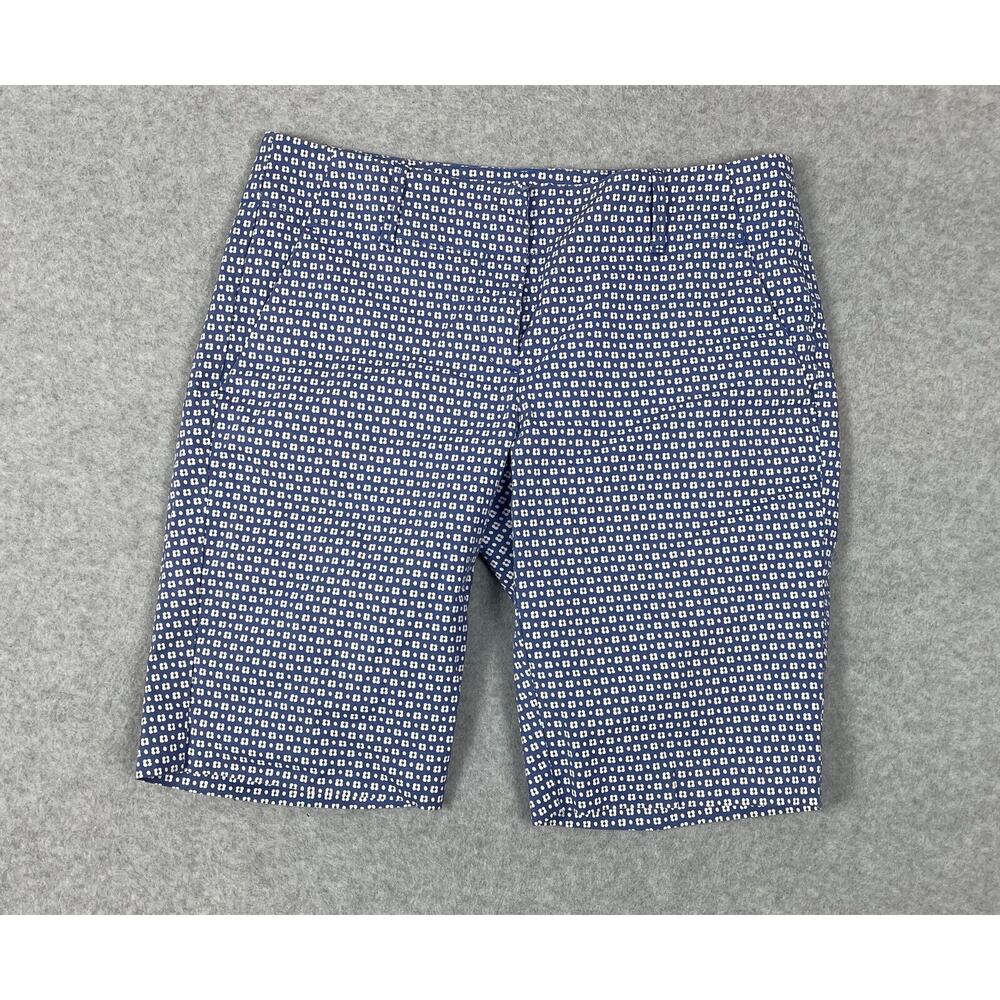 Ann Taylor Shorts Women's Size 2 Cotton Bermuda Blue Geometric Pattern All Over